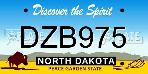 DZB975 North Dakota License Plate