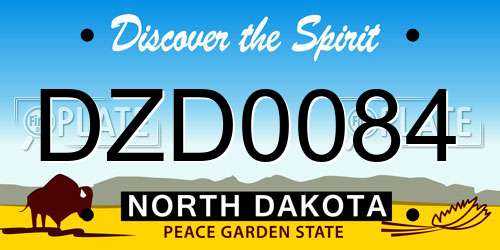 DZD0084 North Dakota License Plate