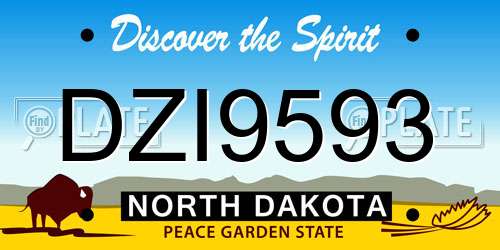 DZI9593 North Dakota License Plate