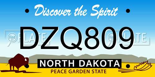 DZQ809 North Dakota License Plate