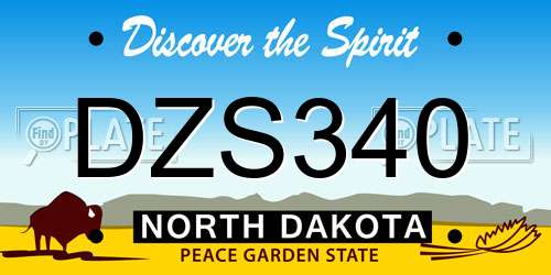 DZS340 North Dakota License Plate