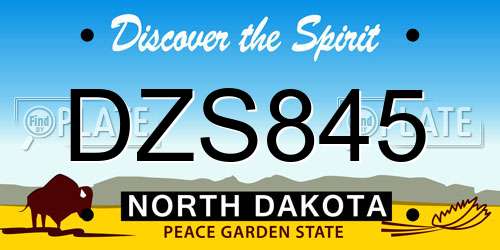 DZS845 North Dakota License Plate
