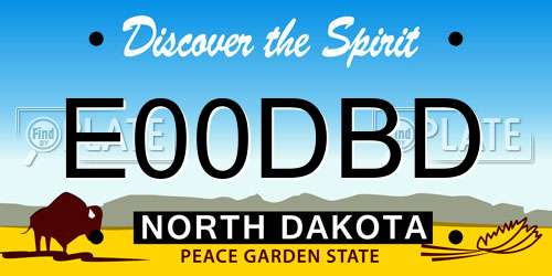 E00DBD North Dakota License Plate