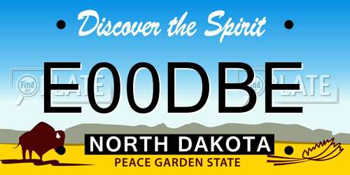 E00DBE North Dakota License Plate