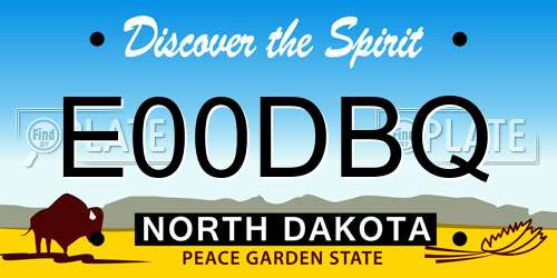 E00DBQ North Dakota License Plate
