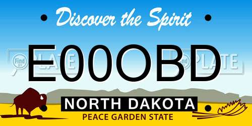 E00OBD North Dakota License Plate