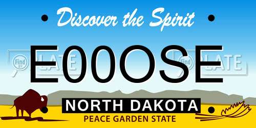E00OSE North Dakota License Plate