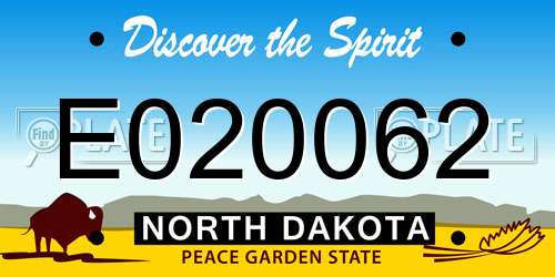 E020062 North Dakota License Plate