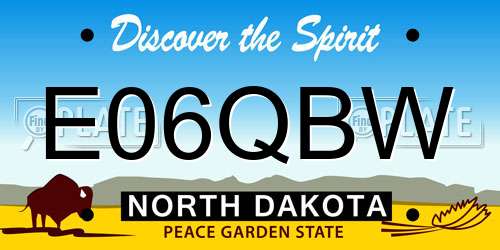 E06QBW North Dakota License Plate
