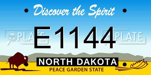 E1144 North Dakota License Plate