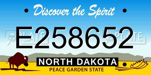E258652 North Dakota License Plate