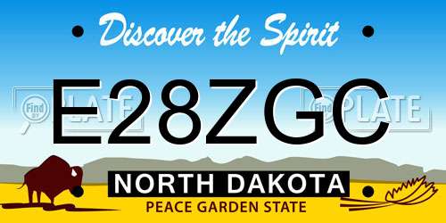 E28ZGC North Dakota License Plate