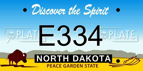 E334 North Dakota License Plate