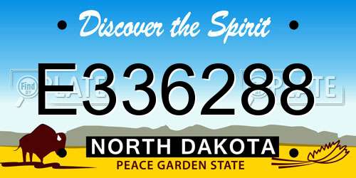E336288 North Dakota License Plate
