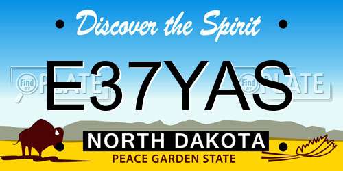 E37YAS North Dakota License Plate