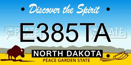 E385TA North Dakota License Plate