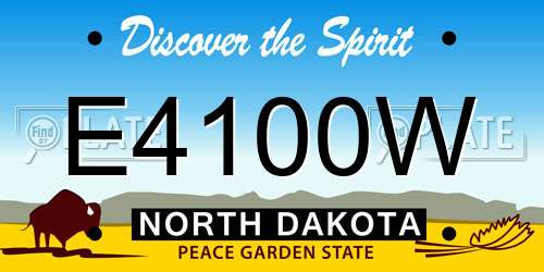 E4100W North Dakota License Plate