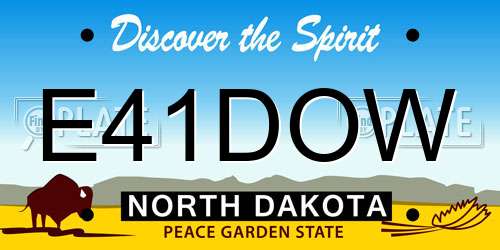 E41DOW North Dakota License Plate