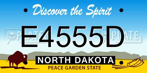 E4555D North Dakota License Plate