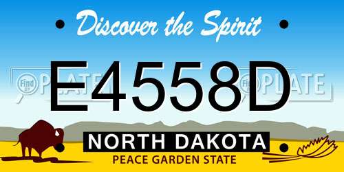 E4558D North Dakota License Plate