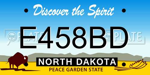 E458BD North Dakota License Plate
