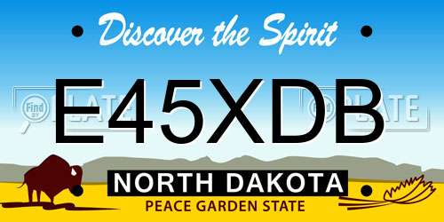 E45XDB North Dakota License Plate