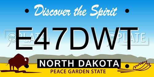 E47DWT North Dakota License Plate