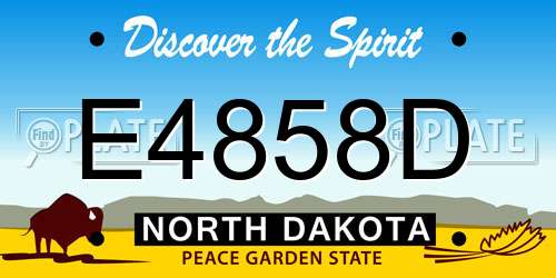 E4858D North Dakota License Plate