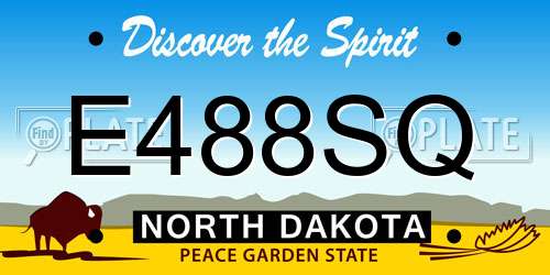 E488SQ North Dakota License Plate