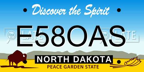 E58OAS North Dakota License Plate