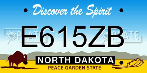E615ZB North Dakota License Plate