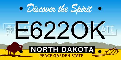 E622OK North Dakota License Plate