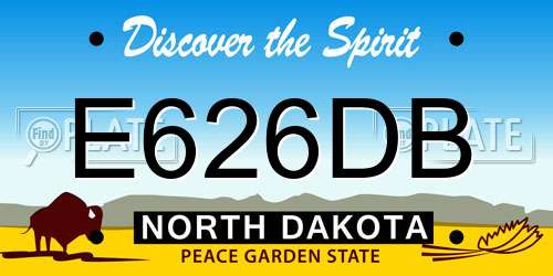 E626DB North Dakota License Plate