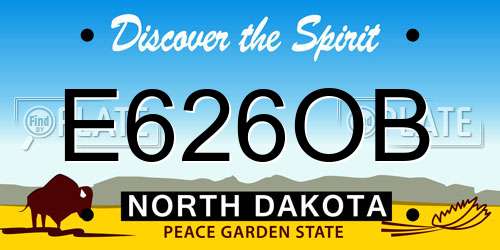 E626OB North Dakota License Plate