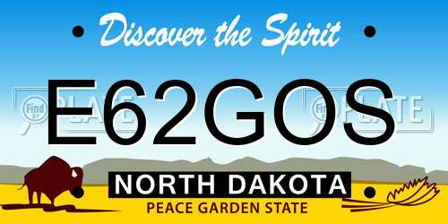 E62GOS North Dakota License Plate