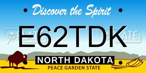 E62TDK North Dakota License Plate