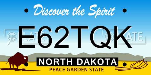 E62TQK North Dakota License Plate