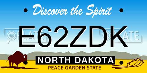 E62ZDK North Dakota License Plate