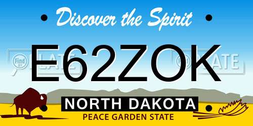 E62ZOK North Dakota License Plate