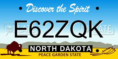 E62ZQK North Dakota License Plate
