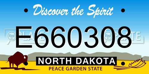 E660308 North Dakota License Plate