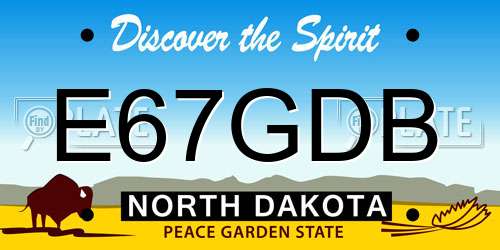 E67GDB North Dakota License Plate