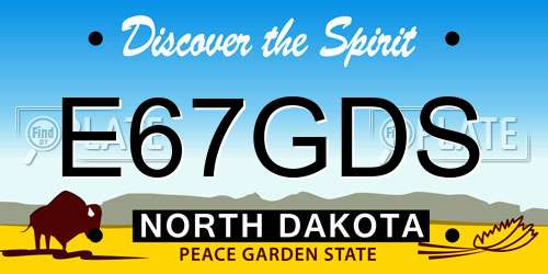 E67GDS North Dakota License Plate