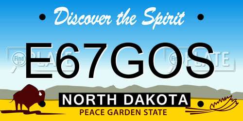E67GOS North Dakota License Plate