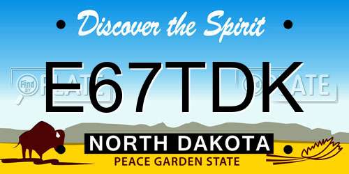 E67TDK North Dakota License Plate