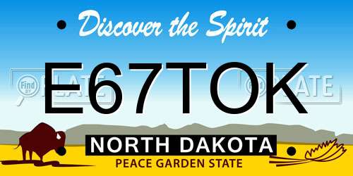 E67TOK North Dakota License Plate
