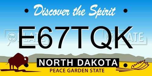 E67TQK North Dakota License Plate