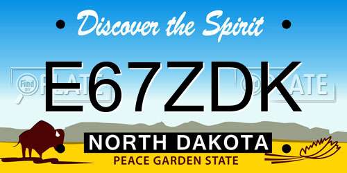 E67ZDK North Dakota License Plate