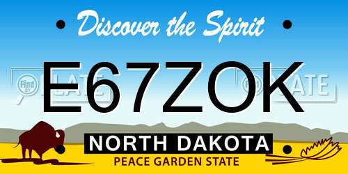 E67ZOK North Dakota License Plate