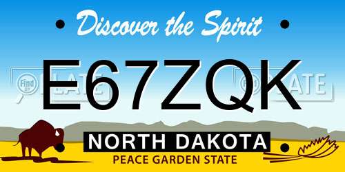 E67ZQK North Dakota License Plate
